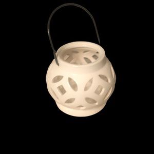 SOLD Ceramic vase with handle and holes great for fake flowers or room Incense